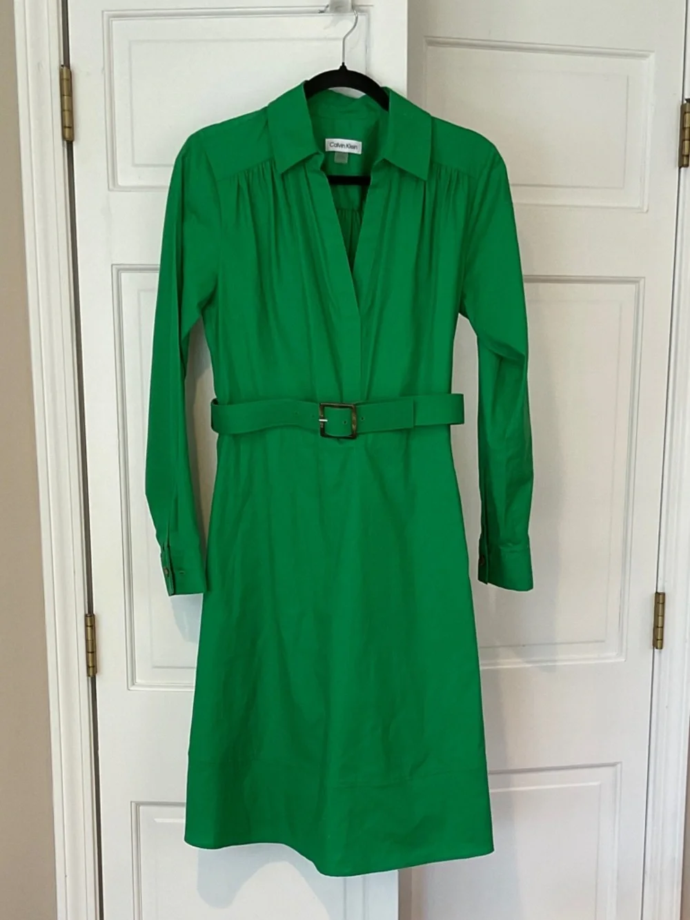 Calvin Klein | Dresses | Calvin Klein Emerald Green Longsleeve Belted Dress  | Poshmark